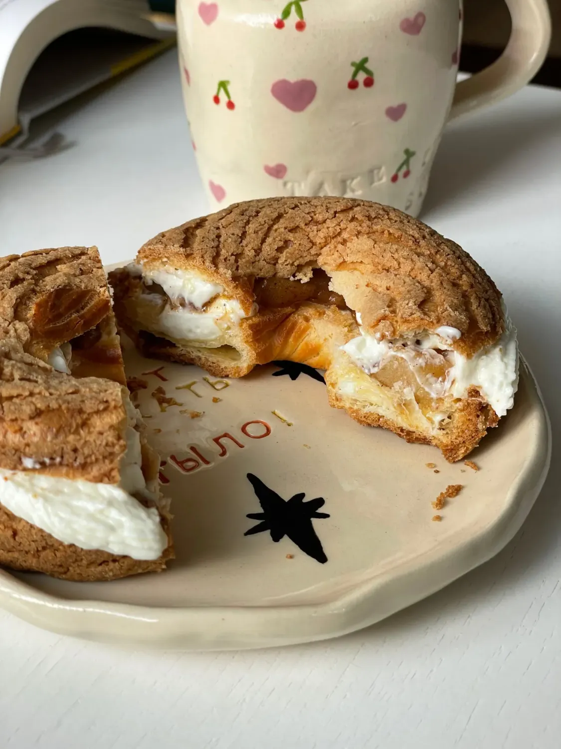 Кольца заварные с творогом и коричными яблоками фото 3